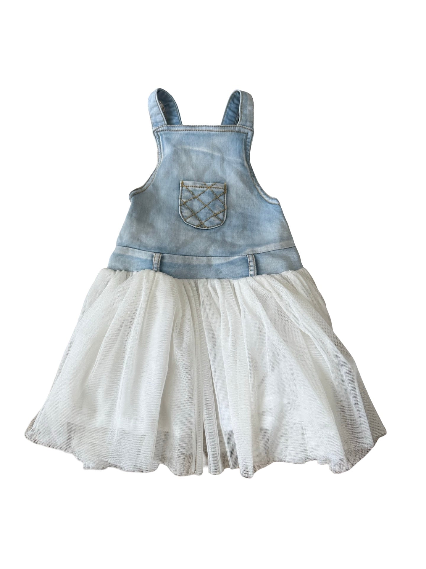tulle denim dress Plus Size Tulle Paneled Denim Maxi Dress, Dk Rinse, 26/28